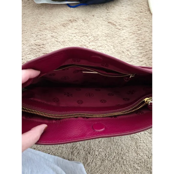 Tory burch smitten small slouchy tote bag maroon